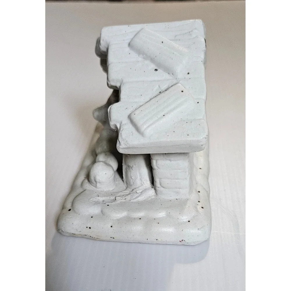 Vintage White Ceramic Bisque Nativity Scene Figurine‎ Unpainted Manger